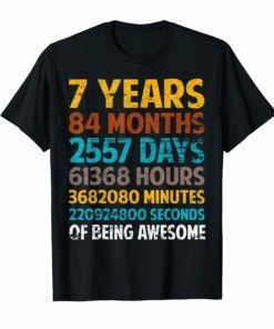 7 Years Old 7th Birthday Vintage Retro T Shirt