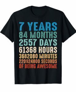 7 Years Old 7th Birthday Vintage Retro T Shirt 84 Months