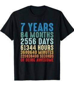 7 Years Old 7th Vintage Birthday Shirt 84 Months