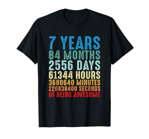 7 Years Old 7th Vintage Birthday Shirt 84 Months