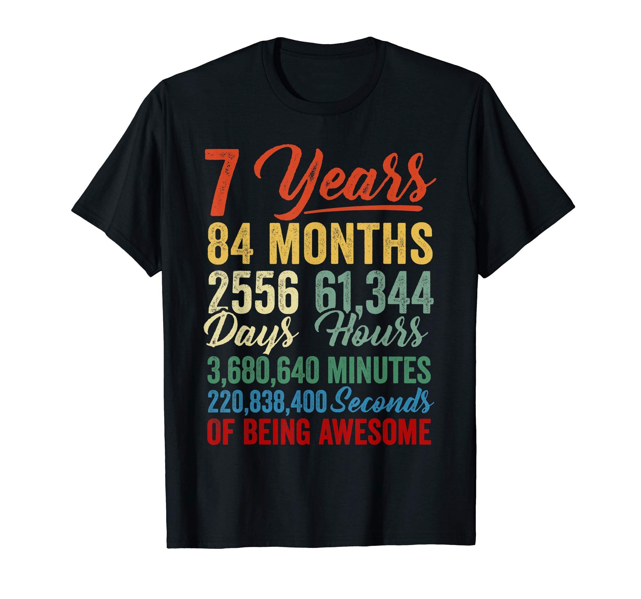 7th Birthday Vintage Retro T Shirt 7 Years Old 84 Months - OrderQuilt.com