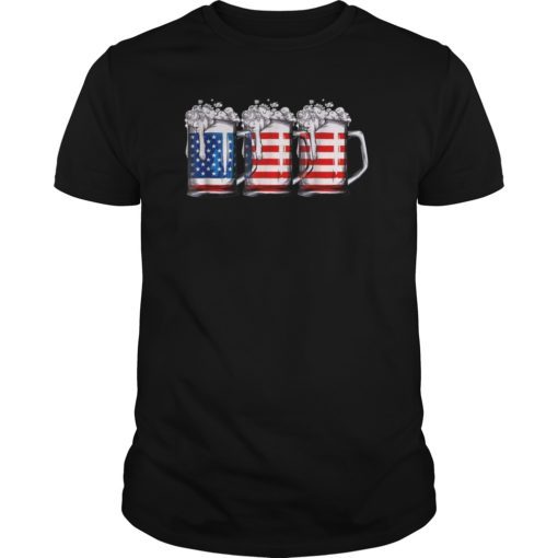 Beer American Flag T shirt 4th of July Men Women Merica USA