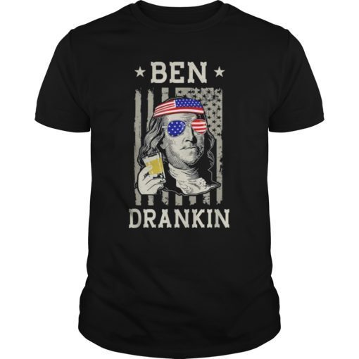 Ben Drankin 4th Of July Funny Benjamin Franklin Men Drinking T-Shirt