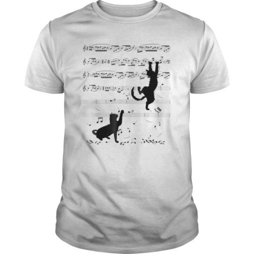 Black Cats Playing with Music Note T Shirt Funny Cat Lover