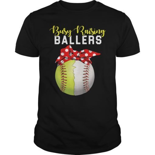 Busy Raising A Baller Funny Softball Parent T-Shirt