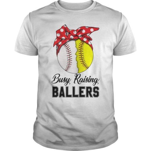 Busy Raising Ballers Red Bow Softball Baseball Shirt