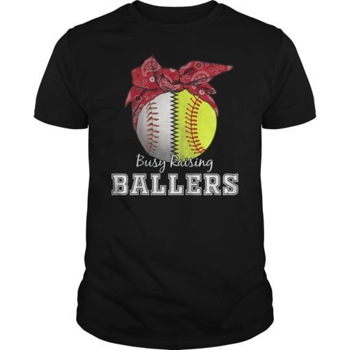 Busy Raising Ballers Softball Baseball T-Shirt