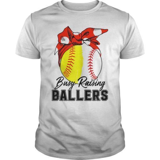 Busy Raising Ballers Softball Baseball T-Shirt for Mom