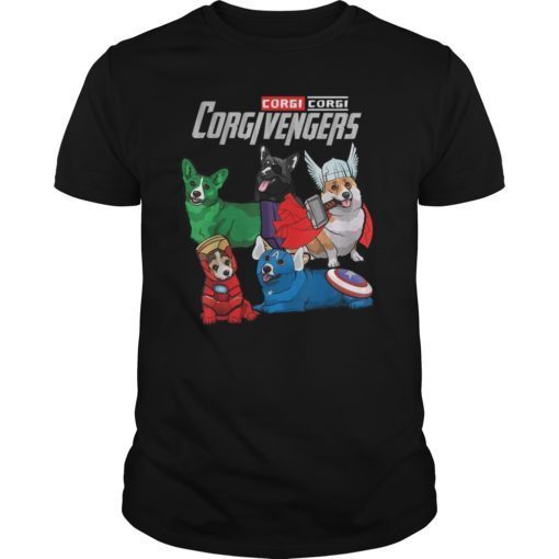 Men Women Vintage Corgivengers Tshirt Cute Dog Lover Tee