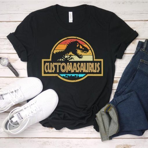 Customized Fathers Day Shirt Personalized Names T-rex Jurassic Park Shirt