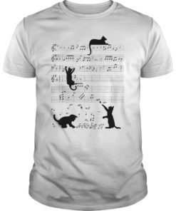 Cute Cat Kitty Playing Music Note Clef Musician Art T-Shirts