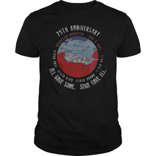 D-Day 75th Anniversary Some Gave All Invasion Map Vintage Tee Shirt