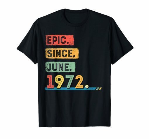 Epic Since June 1972 T Shirt Epic Birthday Shirt