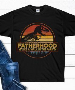 Fatherhood Like A Walk In The Park Funny Dinosaur Fathers Day T Shirt