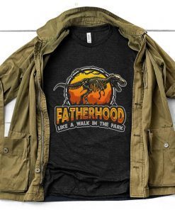 Fatherhood Like A Walk In The Park Funny Dinosaur Fathers Day Tee Shirts