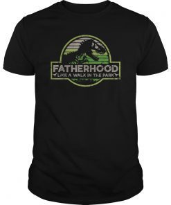 Fatherhood Like A Walk In The Park Gift Tee Shirts Dad Retro Sunset
