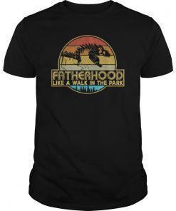 Fatherhood Like A Walk In The Park Retro Sunset Tee Shirt