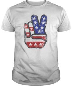 Fourth 4th of July Shirt American Flag Peace Sign Hand Tee Shirts