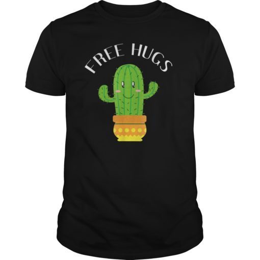 Free and Spiky Hugs Two Arm Smiling Cactus T-Shirt