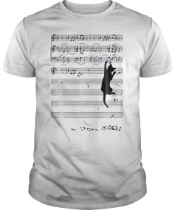 Funny Cat Playing With Music Note T-Shirt Cat Lover Gift
