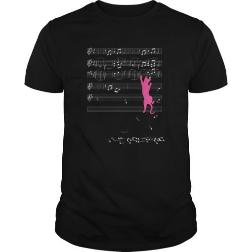 Funny Cat Playing With Music Note Tee Shirt Cat Lover Gift