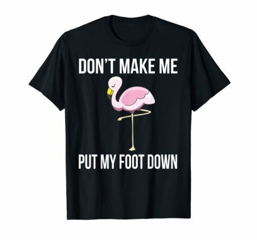 Funny Don't Make Me Put My Foot Down Pink Flamingo T Shirt