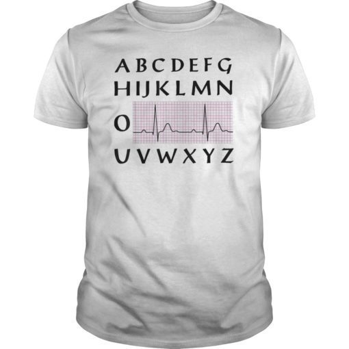 Funny PQRST Heartbeat Line Nurse Life Alphabet EKG Nurse ECG Tee Shirt