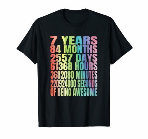 Kids 7 Years Old 84 Months TShirt Fun 7th Birthday Gift Idea