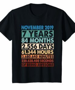 Kids November 2019 - 7th Birthday T-Shirt Awesome Retro & Vintage