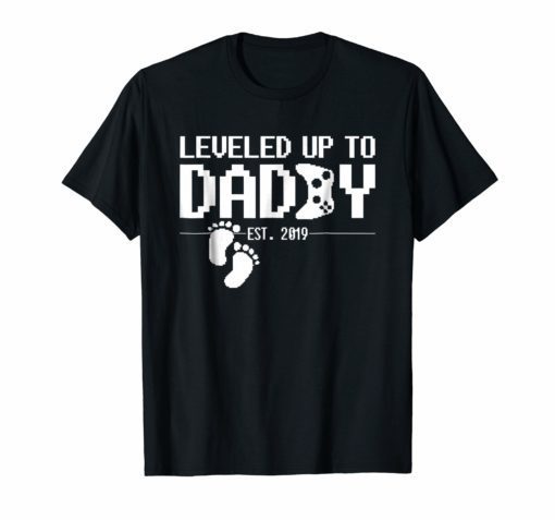 Leveled Up To Daddy Video Controller Gamer T-Shirt Funny Tee