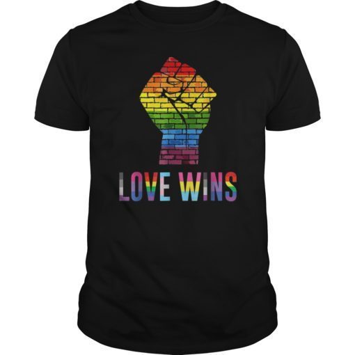 Love Wins Raised Fist Tee Shirt LGBT Gay Pride Awareness Month