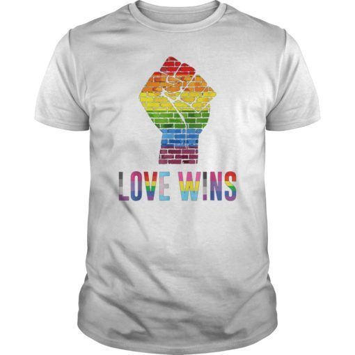 Love Wins Raised Fist Tee Shirts LGBT Gay Pride Awareness Month