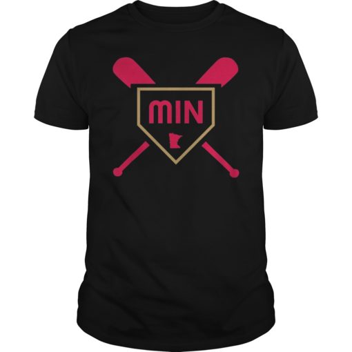 MIN Baseball Bats Home Plate State Outline Shirt