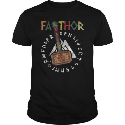 Mens Fa-Thor Fathor Viking Mjolnir Dad Father Father's Day Gift Tee Shirts