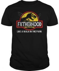 Mens Fatherhood Like A Walk In The Park Tee Shirts Dad Retro Sunset
