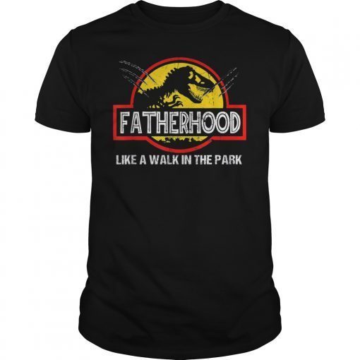 Mens Fatherhood Like A Walk In The Park Tee Shirts Dad Retro Sunset