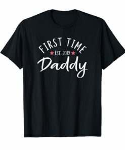 Mens First Time Daddy Est. 2019 I Expecting Dad T-Shirt