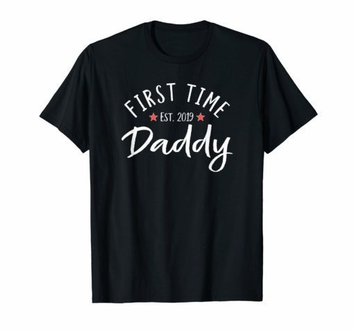 Mens First Time Daddy Est. 2019 I Expecting Dad T-Shirt