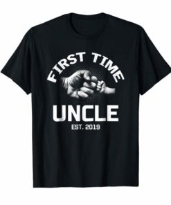Mens First Time Uncle EST 2019 Gift Shirt Father's Day