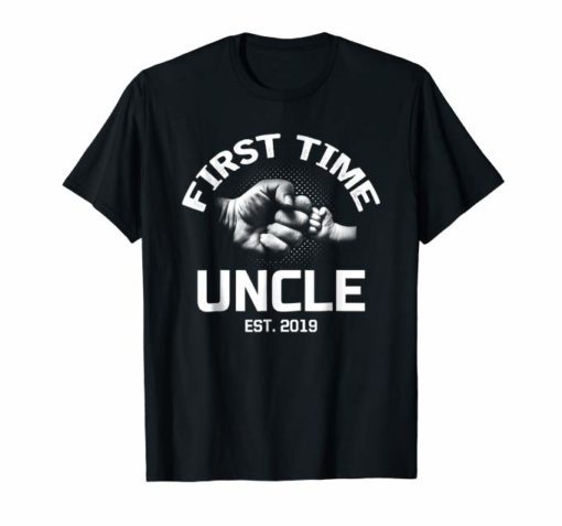 Mens First Time Uncle EST 2019 Gift Shirt Father's Day