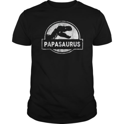 Mens Jurassic Papasaurus Rex Dinosaur Tee Shirt for Dad Papa Father