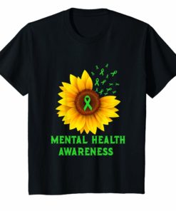Mental Health Awareness Sunflower Green Ribbons Shirts Gift