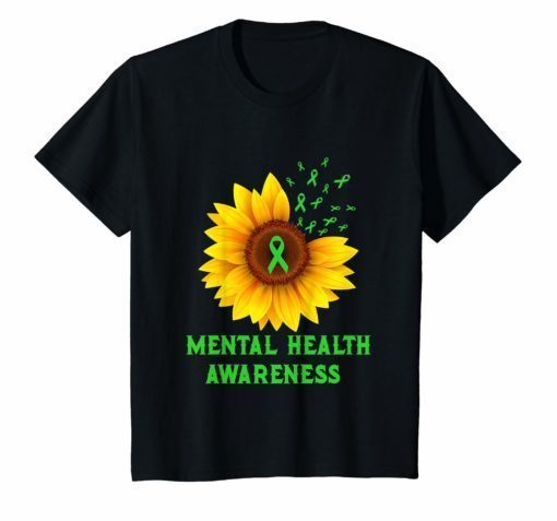 Mental Health Awareness Sunflower Green Ribbons Shirts Gift