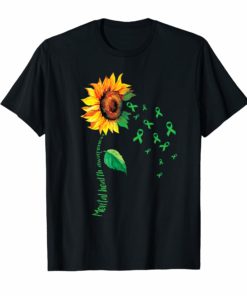 Mental Health Awareness Sunflower T-shirt Lime Green Ribbon