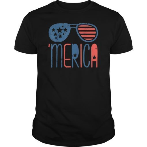 Merica American Flag Aviators Toddler TShirt 4th July