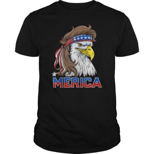 Merica Eagle Mullet 4th of July Men Women American Flag USA T-Shirt