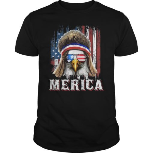 Merica Eagle Mullet Shirt 4th of July American Flag Shirt
