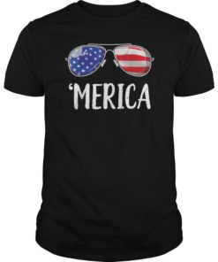 Merica Sunglasses 4th of July T shirt Kids Boys Girls Men US