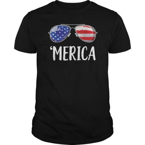 Merica Sunglasses 4th of July T shirt Kids Boys Girls Men US