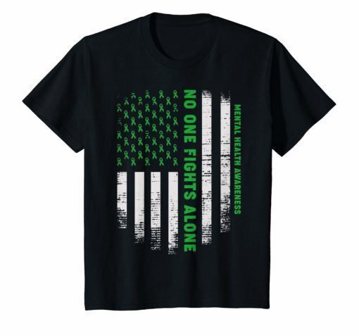 No One Fights Alone USA Flag Mental Health Awareness Shirt